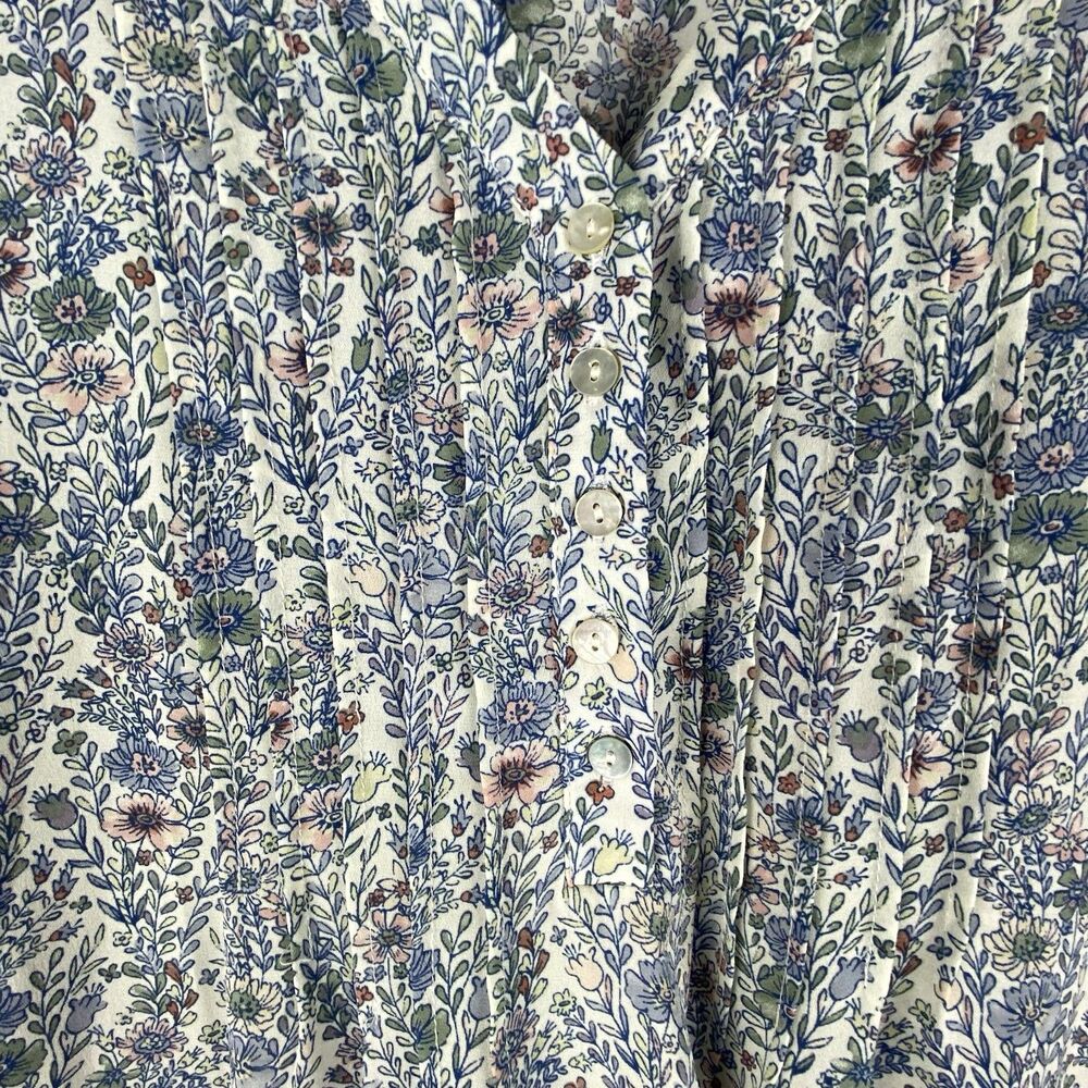 Rose + Olive Top Blouse 3X Blue Pink Ditsy Floral 3/4 Sleeve Flowy Peasant Boho - Picture 6 of 11